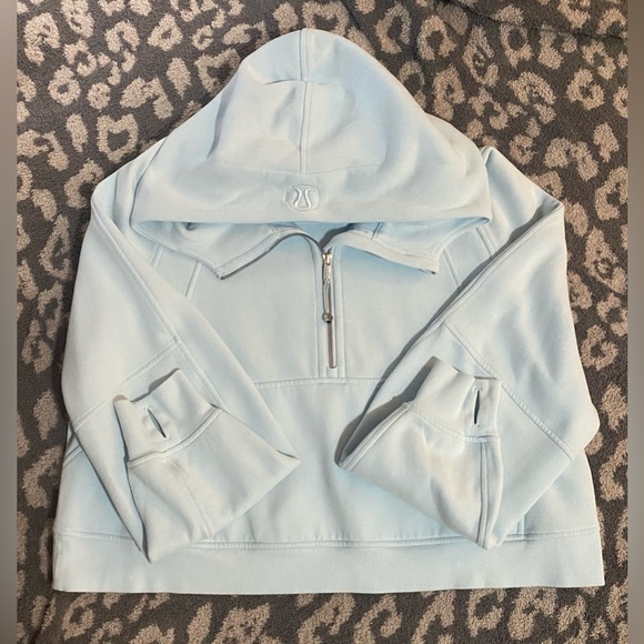 Lululemon Powder Blue Scuba Oversized Half Zip Hoodie - Picture 3 of 7